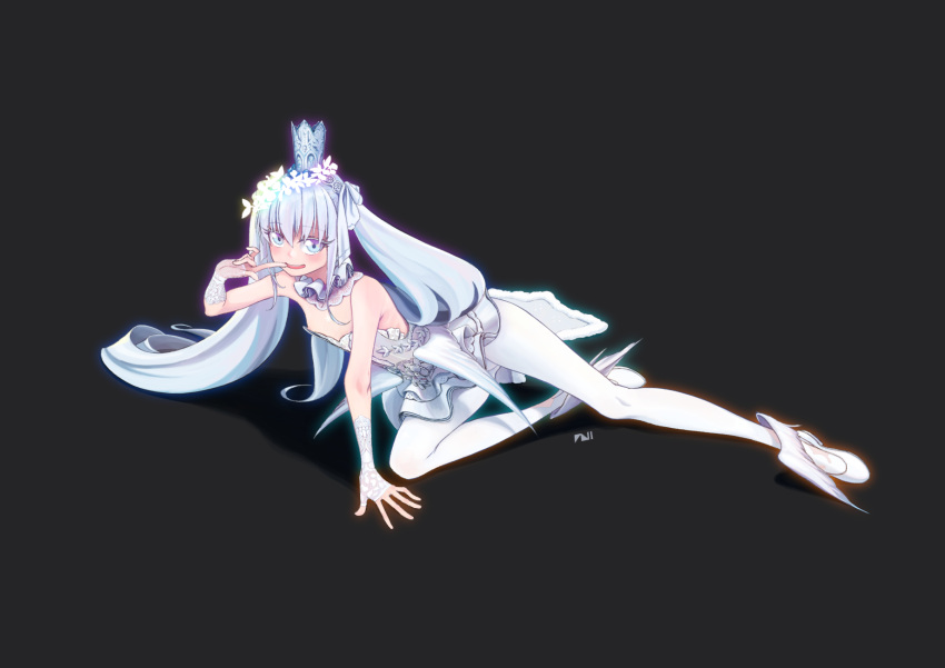 1girl, bangs, blue_eyes, blue_hair, blush, commentary_request, crown, eyebrows_visible_through_hair