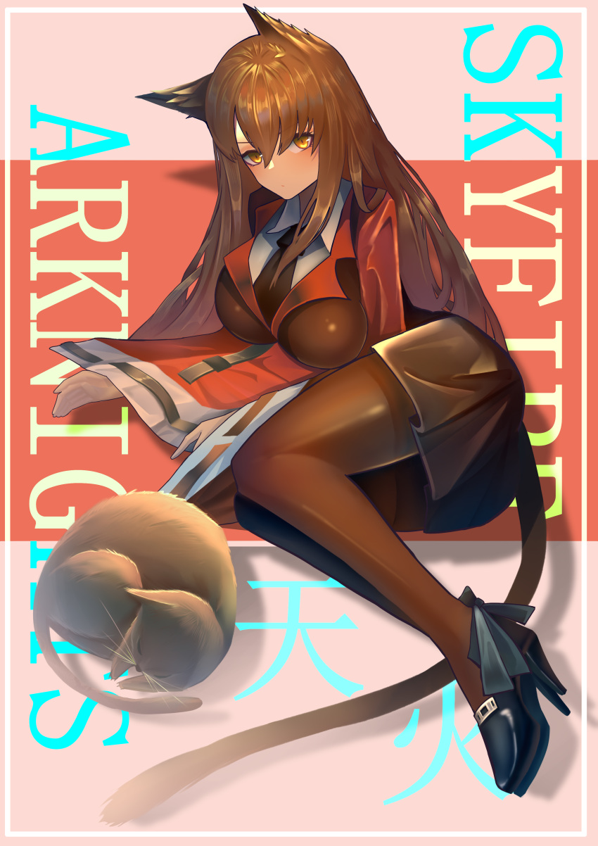 1girl, absurdres, animal_ears, arknights, ass, bangs, bielin, black_dress