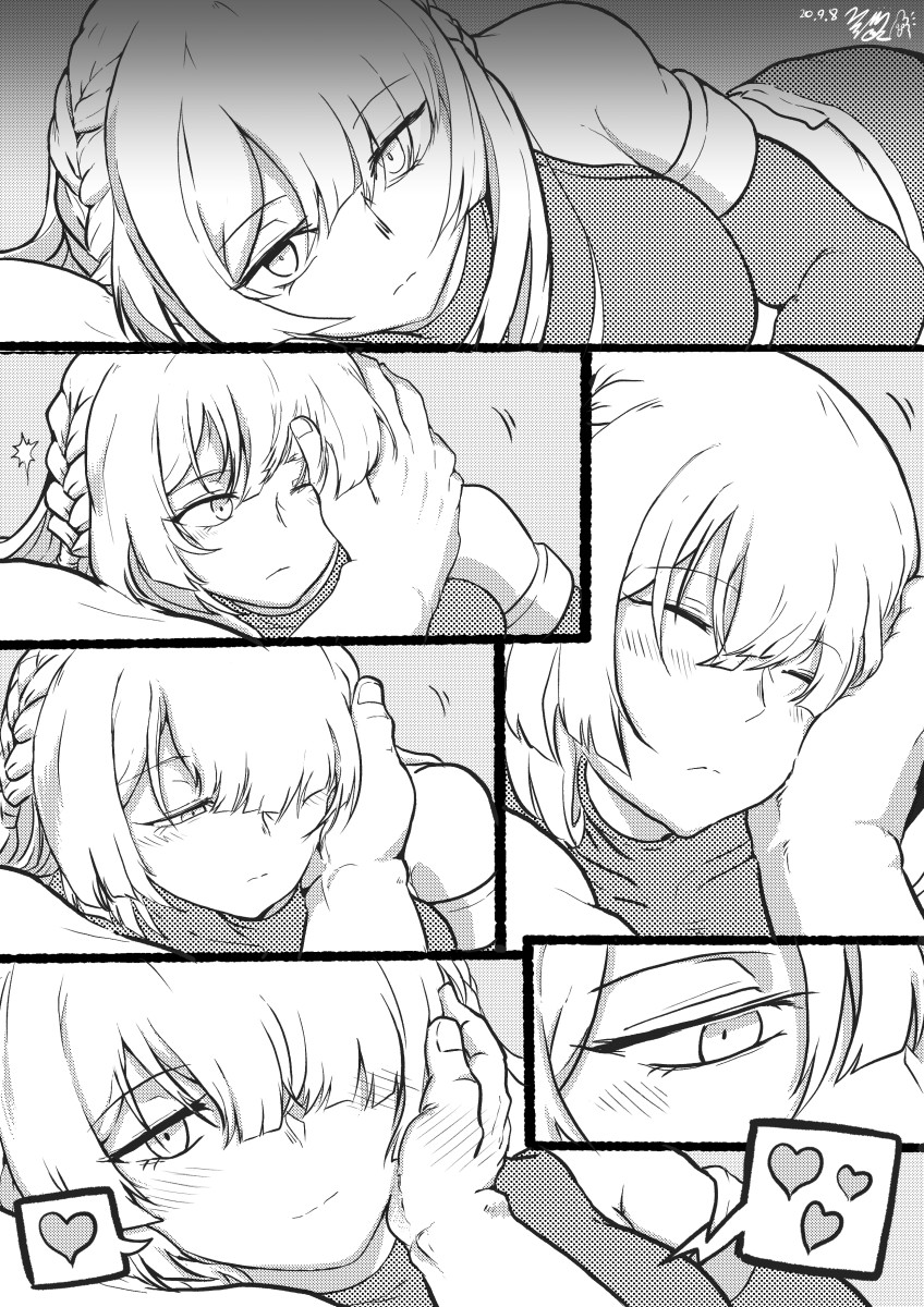 1girl, ak-15_(girls_frontline), bg_yowl, blush, braid, closed_eyes, closed_mouth, eyebrows_visible_through_hair