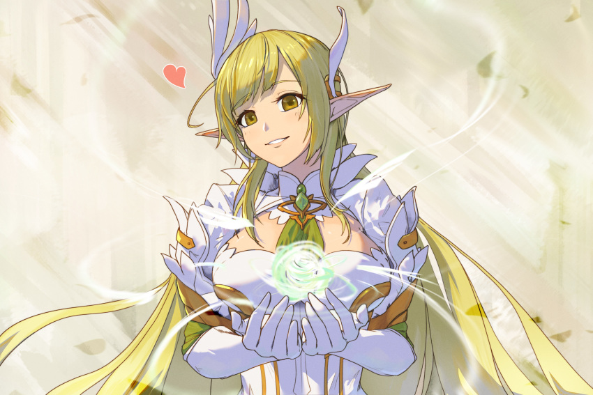 1girl, ahoge, breasts, commentary_request, daybreaker_(elsword), elsword, gloves, green_eyes