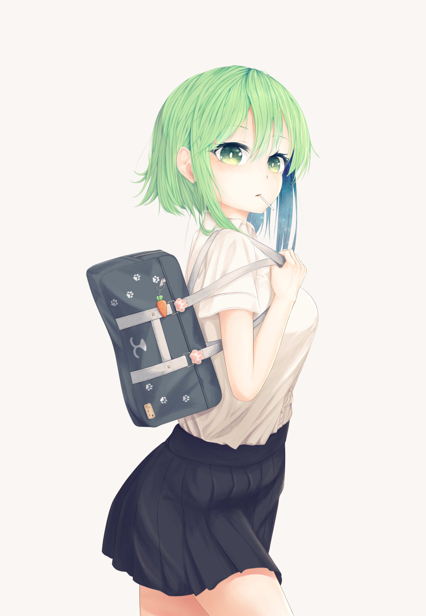 1girl, absurdres, asa-ai, blush, breasts, duplicate, green_eyes, green_hair