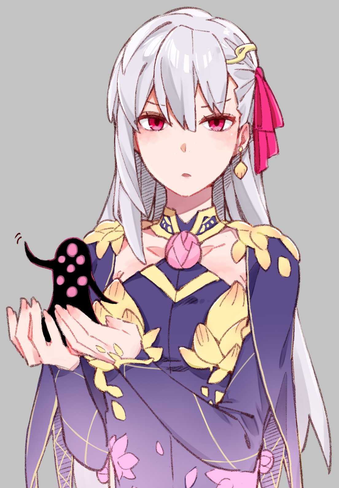 1girl, armlet, collar, dress, fate/grand_order, fate_(series), flower, hair_ribbon