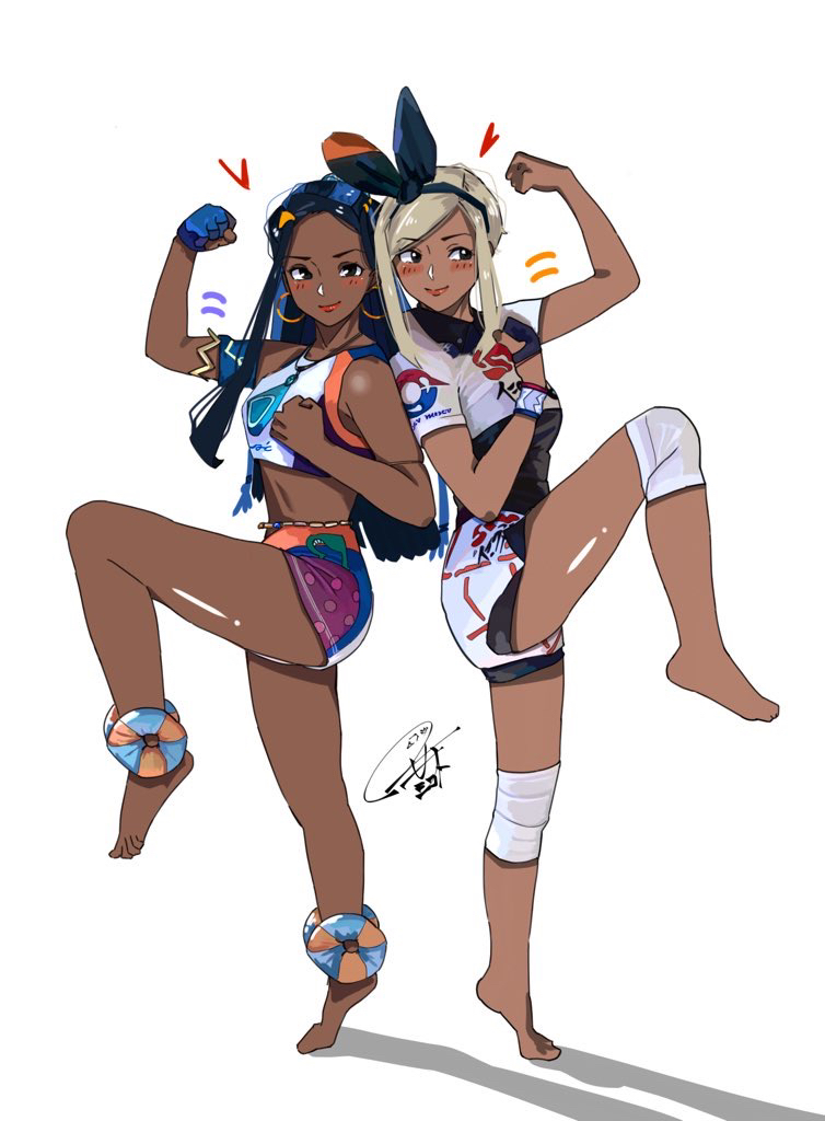 armlet, bangs, barefoot, bea_(pokemon), bea_(pokemon)_(cosplay), bike_shorts, black_bodysuit, black_hair