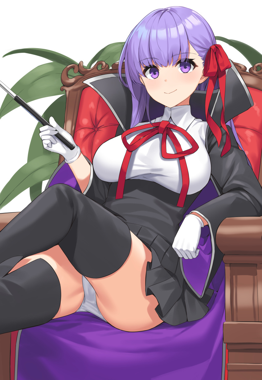 1girl, absurdres, armchair, bangs, bb_(fate)_(all), bb_(fate/extra_ccc), black_coat, black_legwear