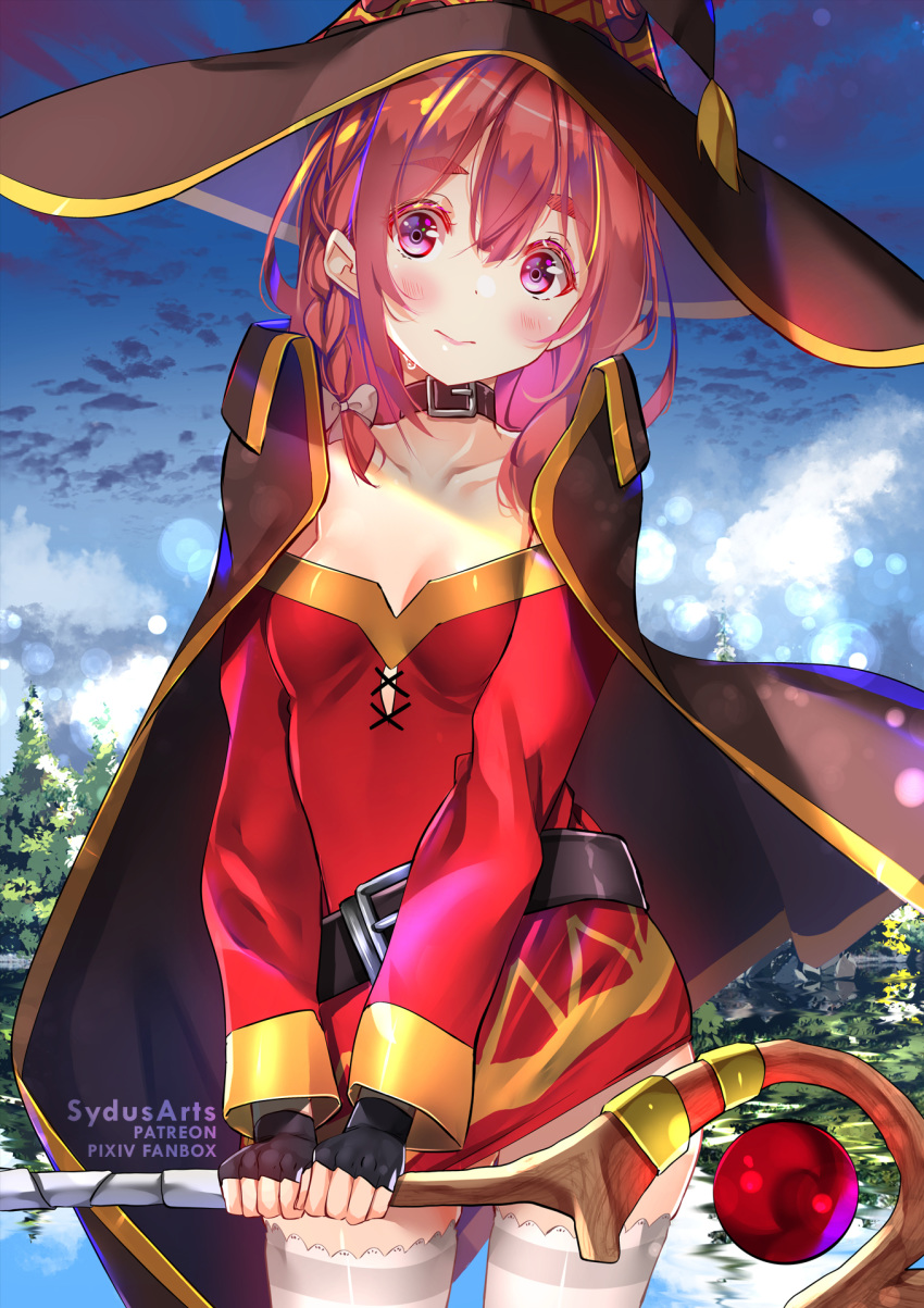 1girl, artist_name, bangs, belt, bow, braid, breasts, brown_hair