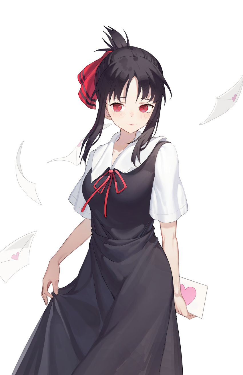 1girl, absurdres, bangs, black_dress, black_hair, blush, breasts, closed_mouth