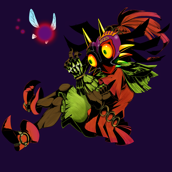 1boy, boots, brown_gloves, commentary_request, crossed_legs, dark_skin, fairy, fairy_wings