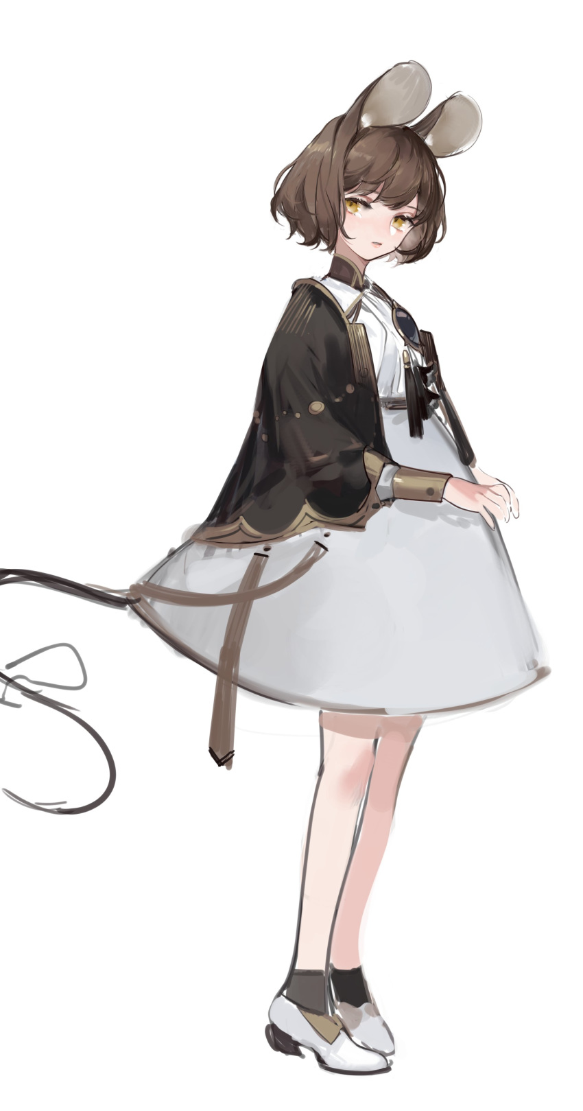 1girl, absurdres, alternate_costume, alternate_eye_color, alternate_hair_color, animal_ears, bangs, bare_legs