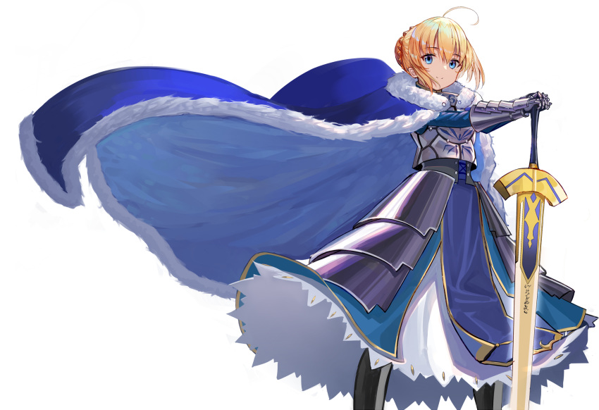 1girl, ahoge, armor, armored_dress, aroa_(aroamoyasi), artoria_pendragon_(all), bangs, blonde_hair