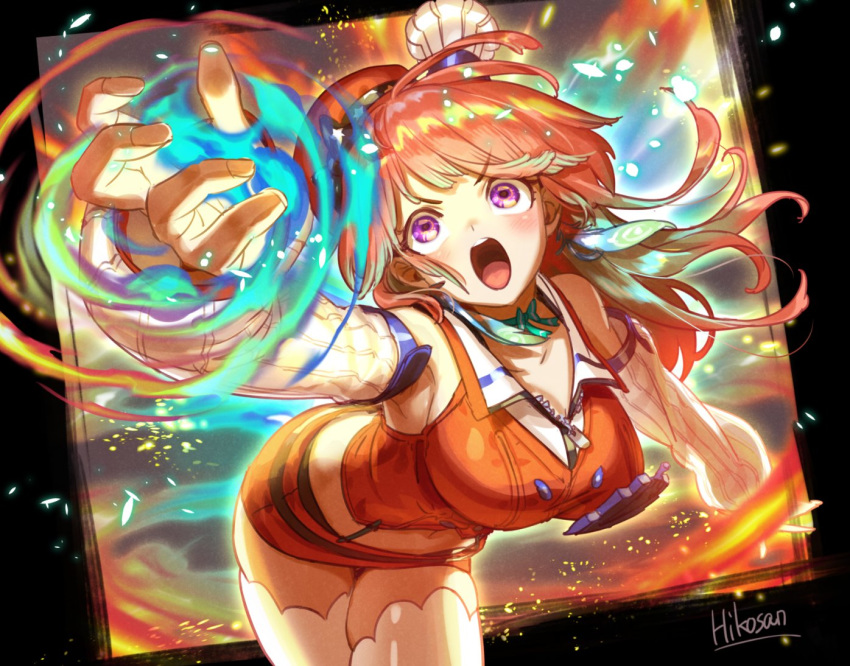 1girl, armpits, artist_name, blush, breasts, commentary_request, crop_top, detached_sleeves