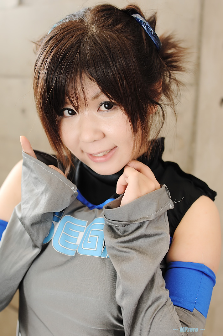 cosplay, detached_sleeves, mozuku_(model), photo, school_swimsuit, sega, tagme_character, tagme_series