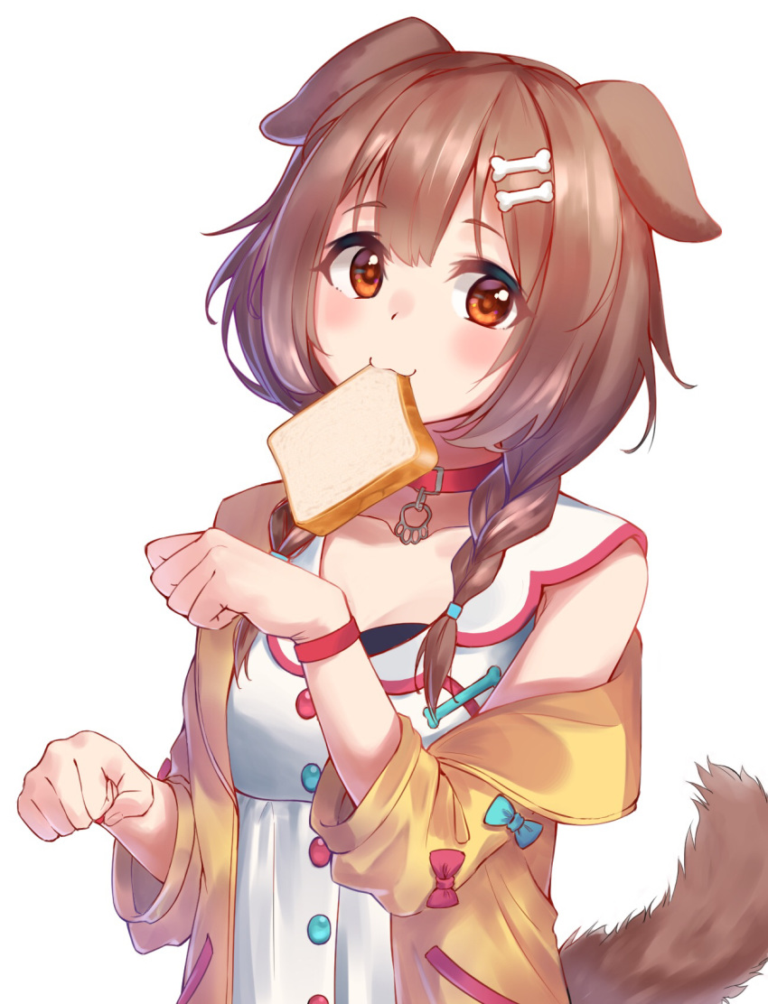 1girl, :3, animal_ears, bangs, blue_bow, blush, bone_hair_ornament, bow