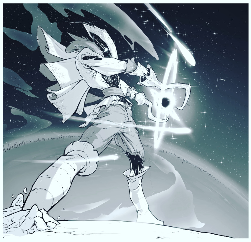 1boy, belt, belt_buckle, buckle, dust, dust_cloud, energy_ball, energy_sword