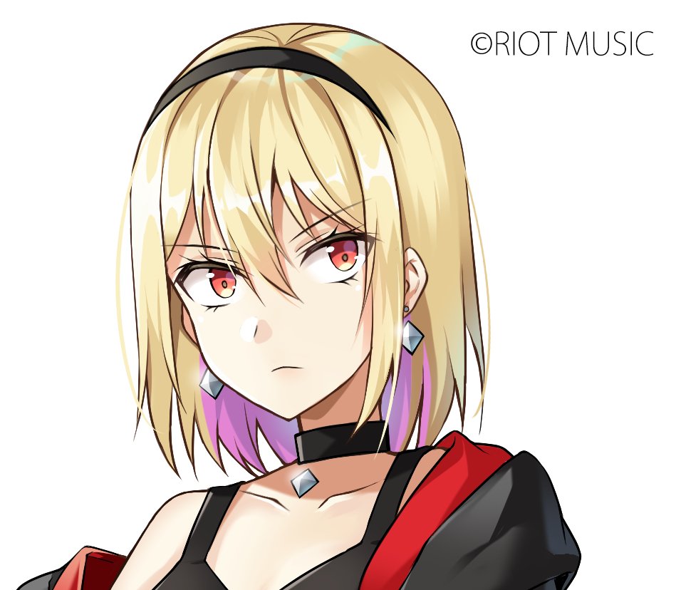 1girl, ashizawa_saki, blonde_hair, cross, cross_necklace, face, hair_ornament, jewelry