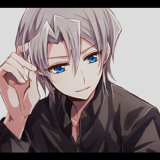 1boy, bangs, bishounen, black_shirt, blue_eyes, collarbone, dress_shirt, edo_phoenix