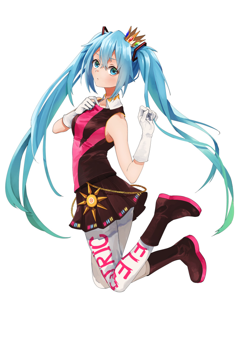 1girl, absurdres, bangs, black_footwear, black_skirt, blue_eyes, blue_hair, boots