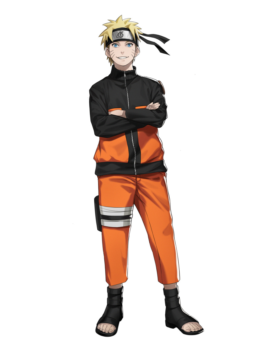 1boy, bangs, black_footwear, black_jacket, blonde_hair, blue_eyes, commentary_request, crossed_arms