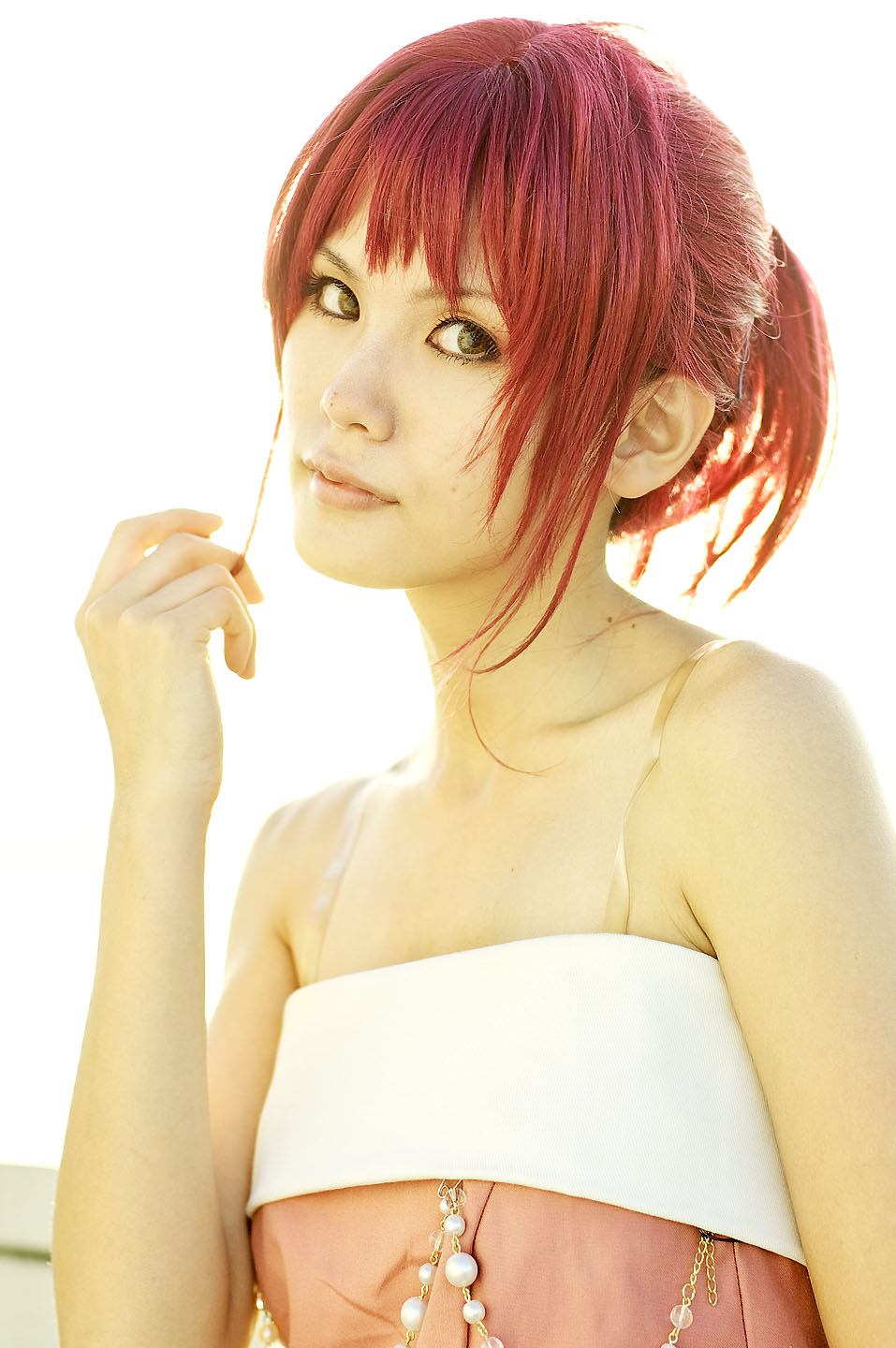 cosplay, evening_gown, hino_kahoko, kiniro_no_corda, kouzuki_suzuka, photo, redhead