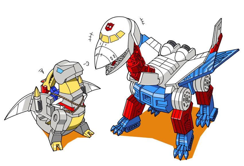 autobot, beni_(nikaidera), chibi, determined, dinosaur, gattai, grimlock, highres