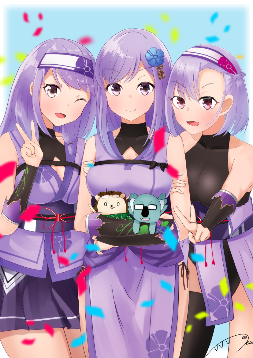asano_akane, asano_hikari, asano_ruri, asano_sisters_project, japanese_clothes, kimono, moonlit_night266, ninja, ninja_mask, purple_hair, purple_kimono, siblings, sisters, violet_eyes, virtual_youtuber