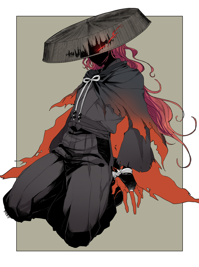 1boy, alternate_costume, black_hair, cropped_legs, fate/grand_order, fate_(series), fingerless_gloves, flaming_eye
