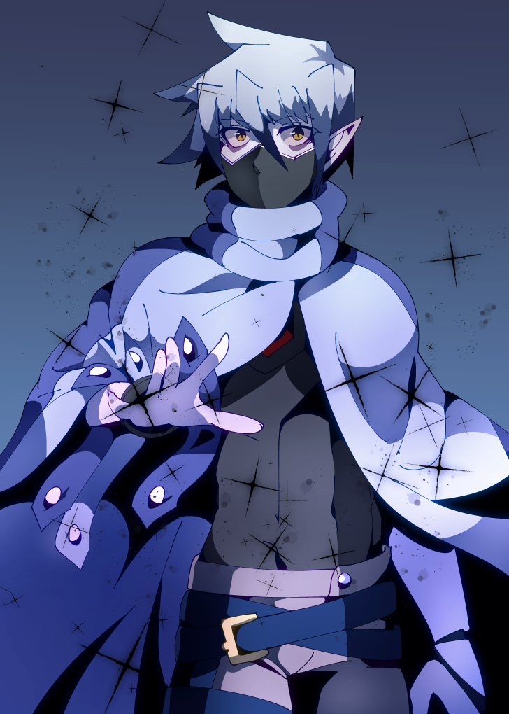 1boy, byakko_(shinkalion), cloak, covered_navel, kinugawawolf, kitoralsus, looking_at_viewer, mask