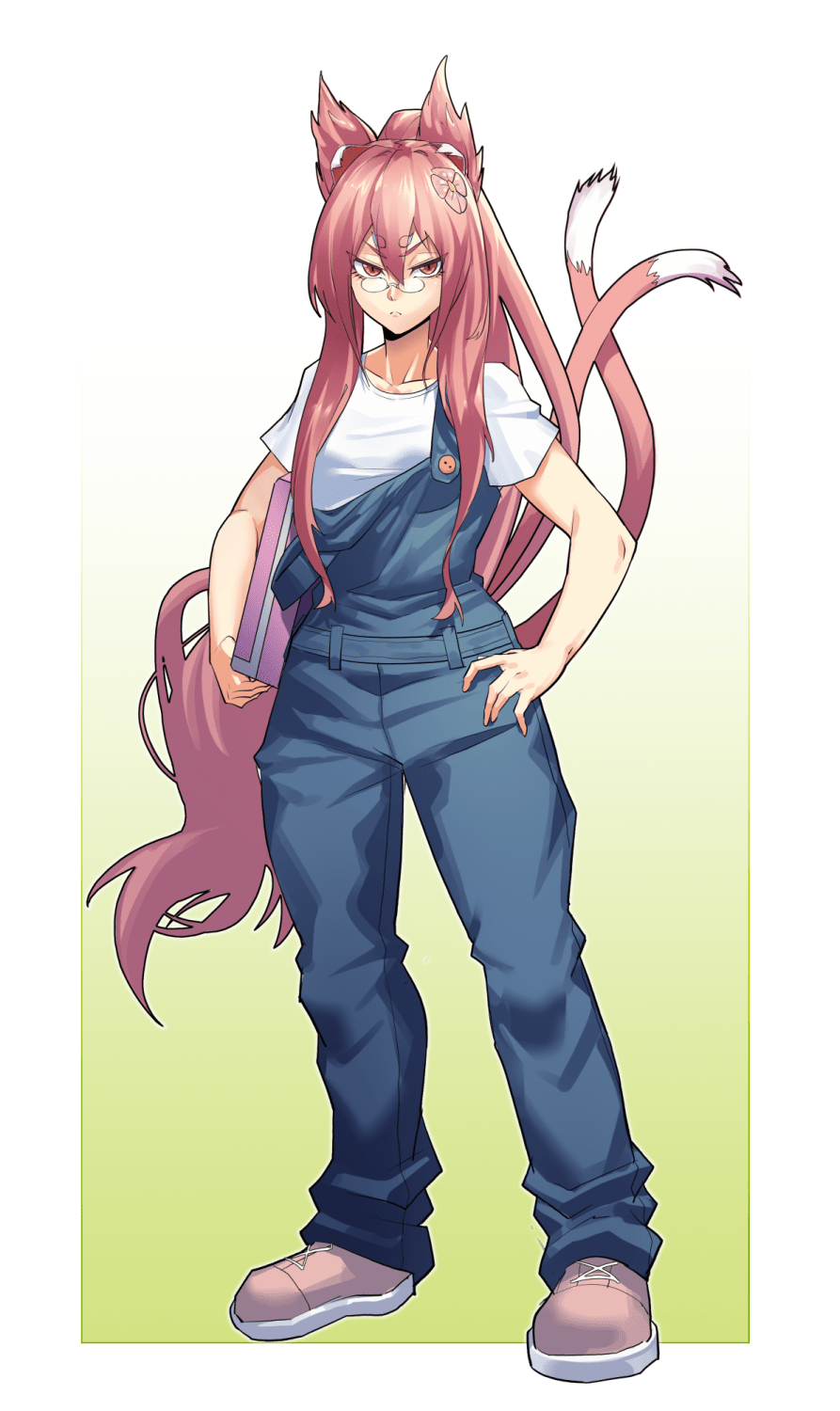 1girl, blazblue, boots, breasts, call_e, cat_tail, commentary, commission