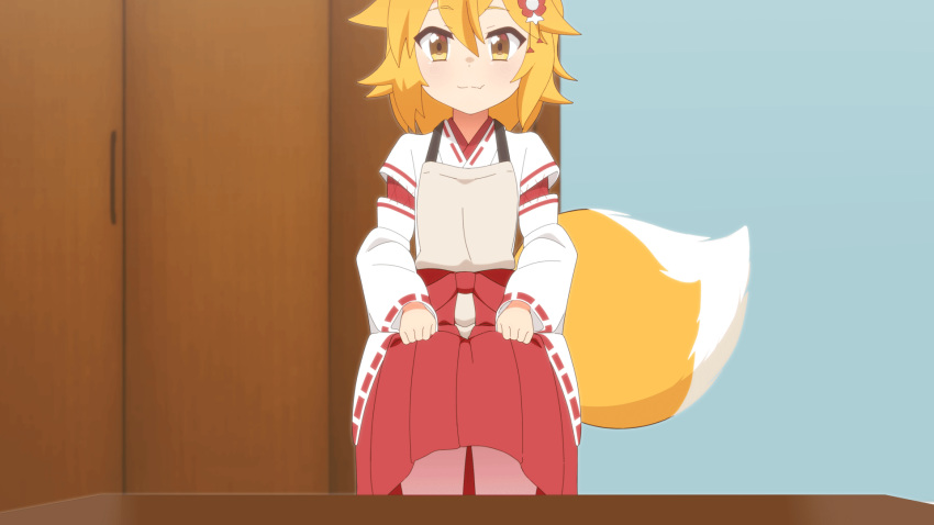1girl, animal_ear_fluff, animal_ears, animated, animated_gif, blonde_hair, closed_eyes, closed_mouth