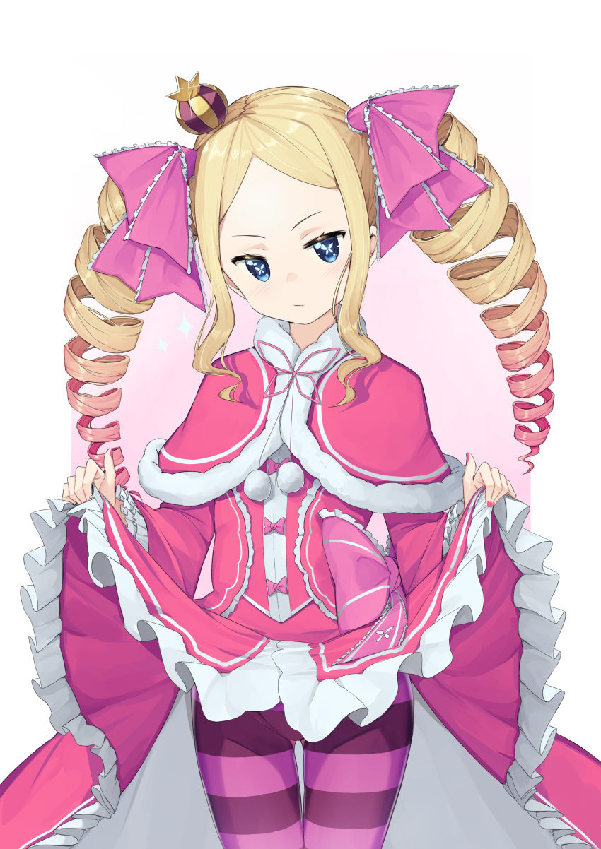 1girl, absurdres, bangs, beatrice_(re:zero), blonde_hair, blue_eyes, blush, bow