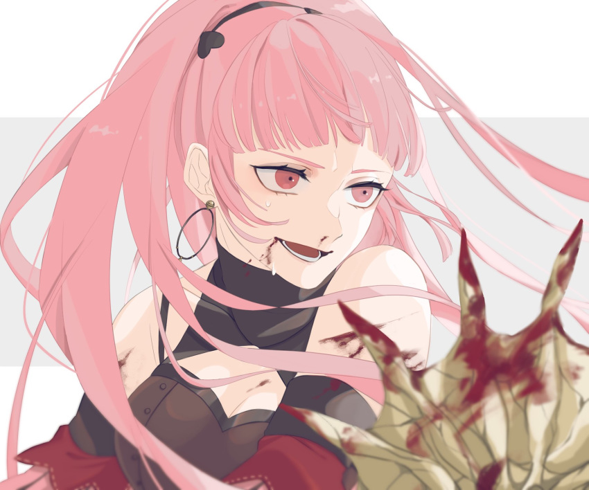 1girl, axe, blood, bloody_weapon, earrings, fire_emblem, fire_emblem:_three_houses, freikugel_(weapon)