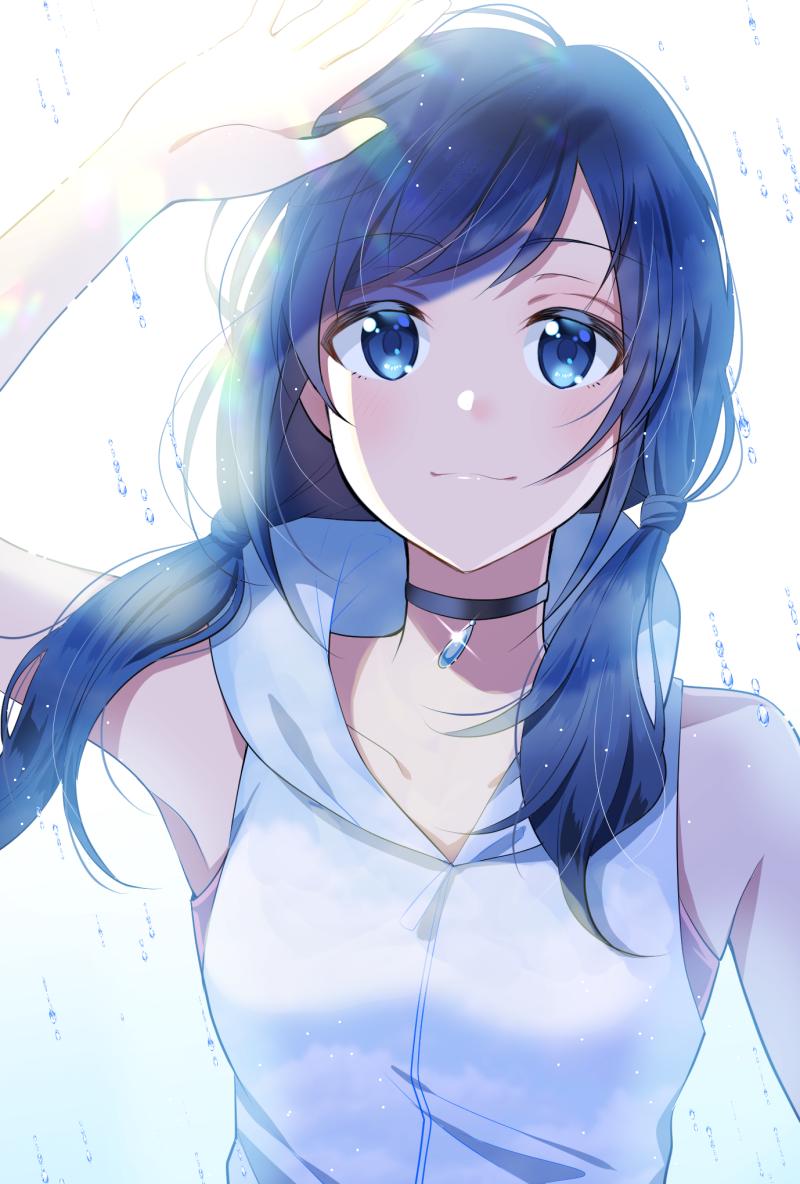amano_hina_(tenki_no_ko), hood, hoodie, myusha, sleeveless, sleeveless_hoodie, sleeveless_jacket, tenki_no_ko