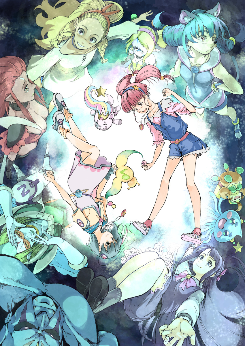 3boys, 6+girls, ^_^, ^o^, absurdres, amamiya_erena, animal_ears, antennae