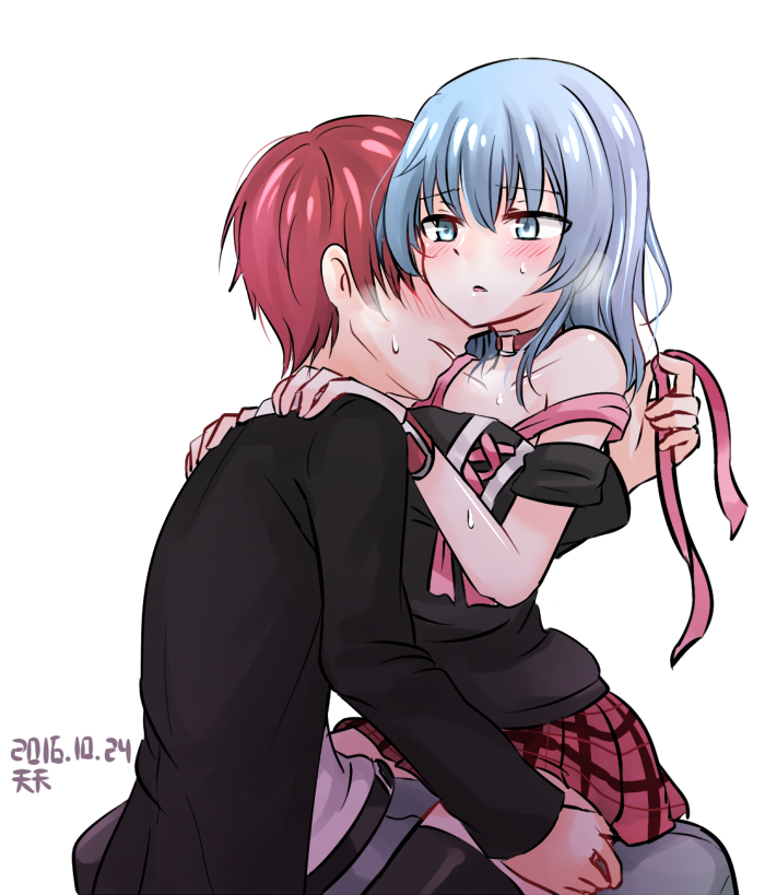 2boys, akabane_karma, ansatsu_kyoushitsu, bangs, belt, blue_eyes, blue_hair, blush