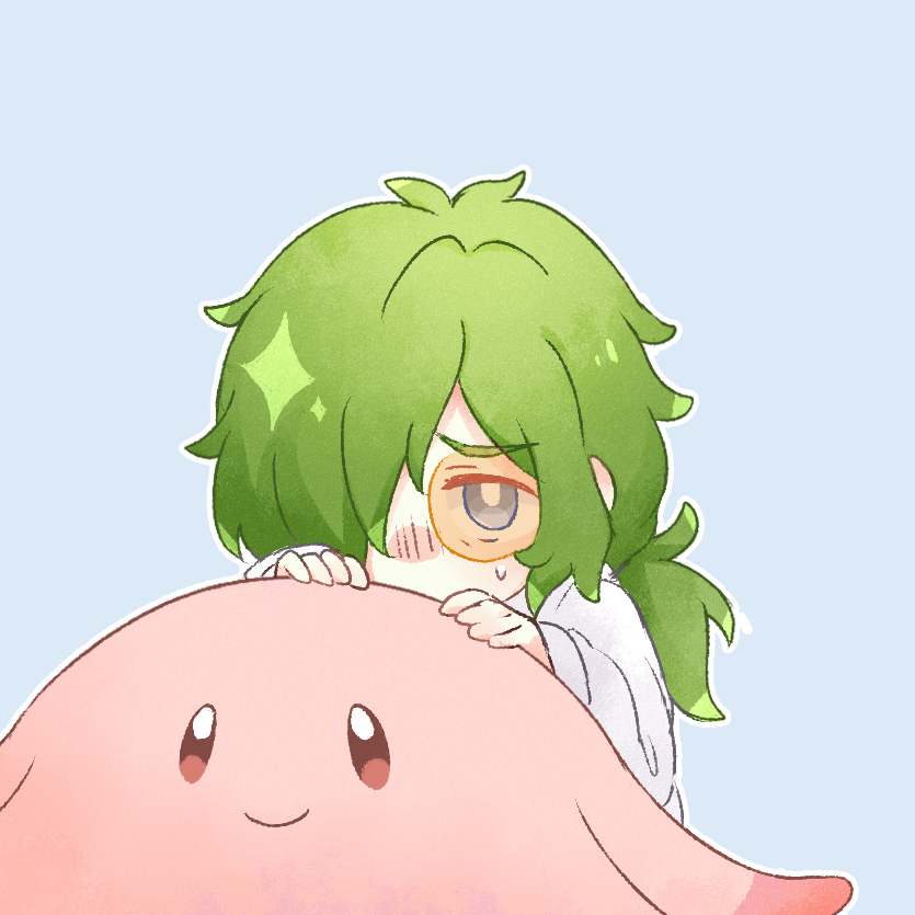 1boy, akasaka_(qv92612), bangs, blush, chansey, closed_mouth, commentary_request, eyebrows_visible_through_hair