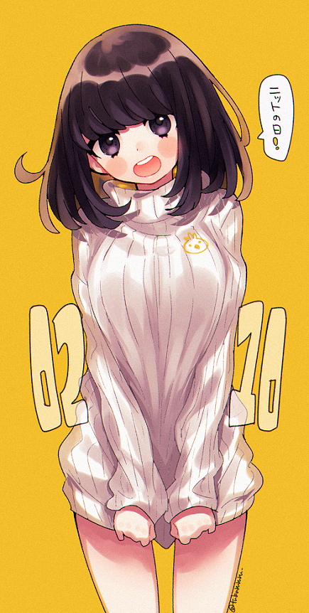1girl, bangs, bird_hoodie_girl_(tsubaki_tsubara), black_eyes, black_hair, blunt_bangs, blush, breasts