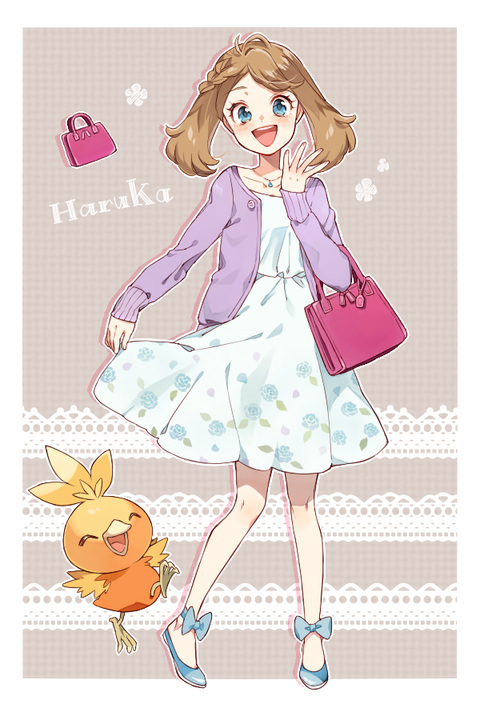 1girl, :d, alternate_costume, bag, blue_bow, blue_eyes, blue_footwear, blush