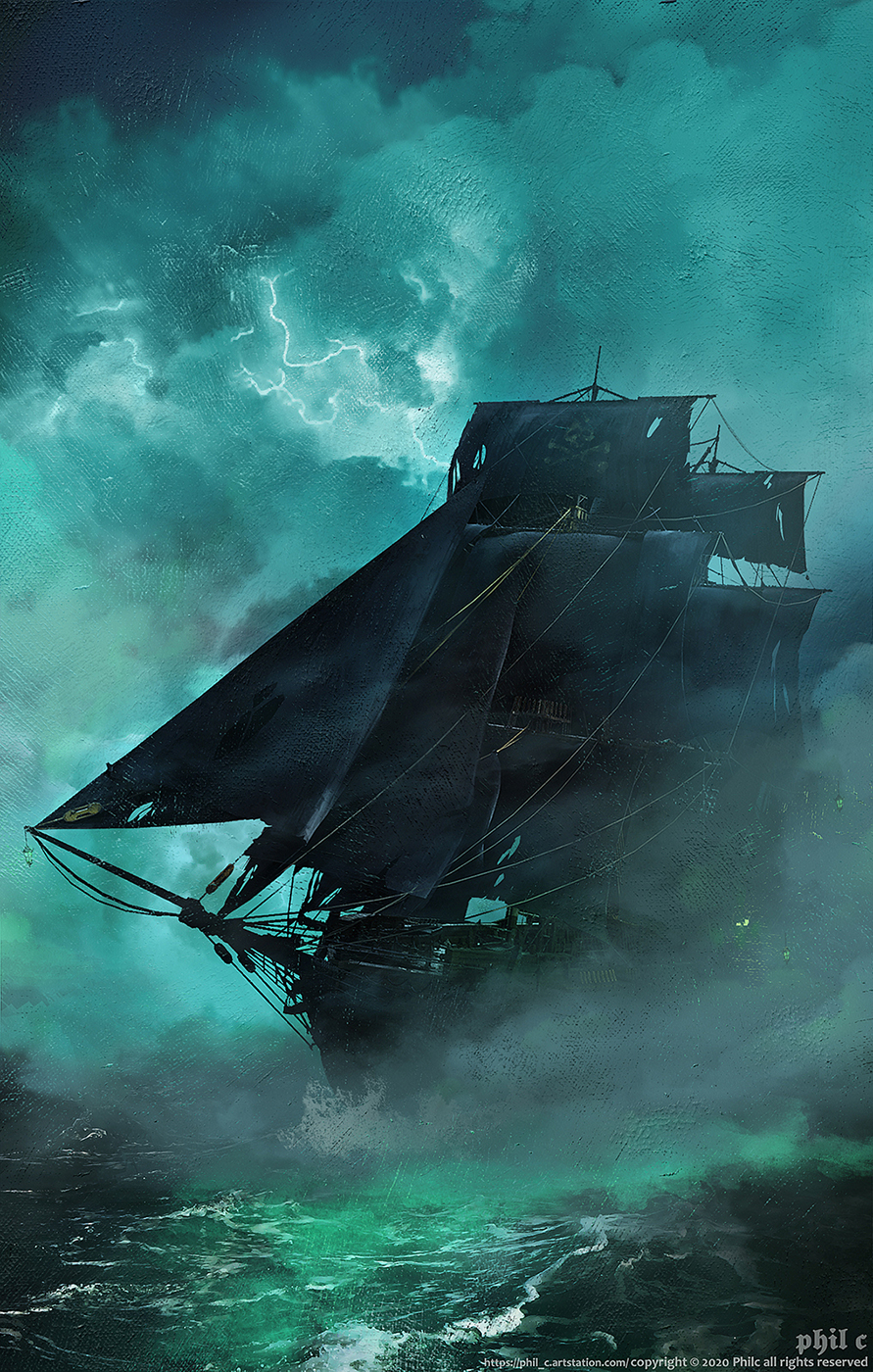 artist_name, clouds, cloudy_sky, commentary, fog, ghost_ship, highres, no_humans