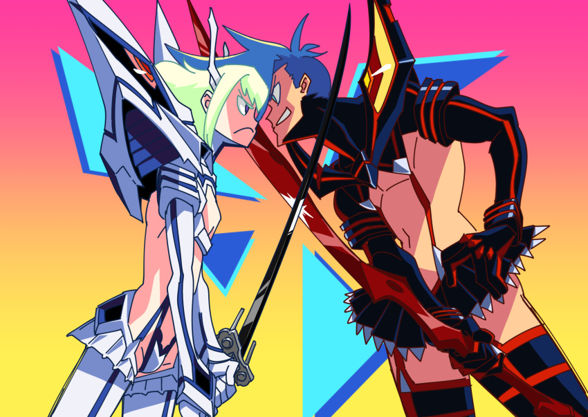 2boys, blue_eyes, blue_hair, clash, company_connection, cosplay, crossdressinging, crossover