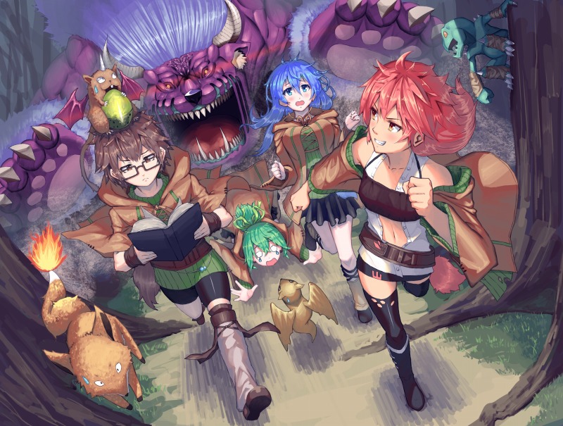 4girls, acorn, archfiend_marmot_of_nefariousness, armband, aussa, badominton, behemoth, behemoth_the_king_of_all_animals