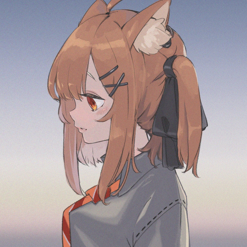 1girl, animal_ear_fluff, bangs, black_bow, bow, breasts, brown_hair, collared_shirt