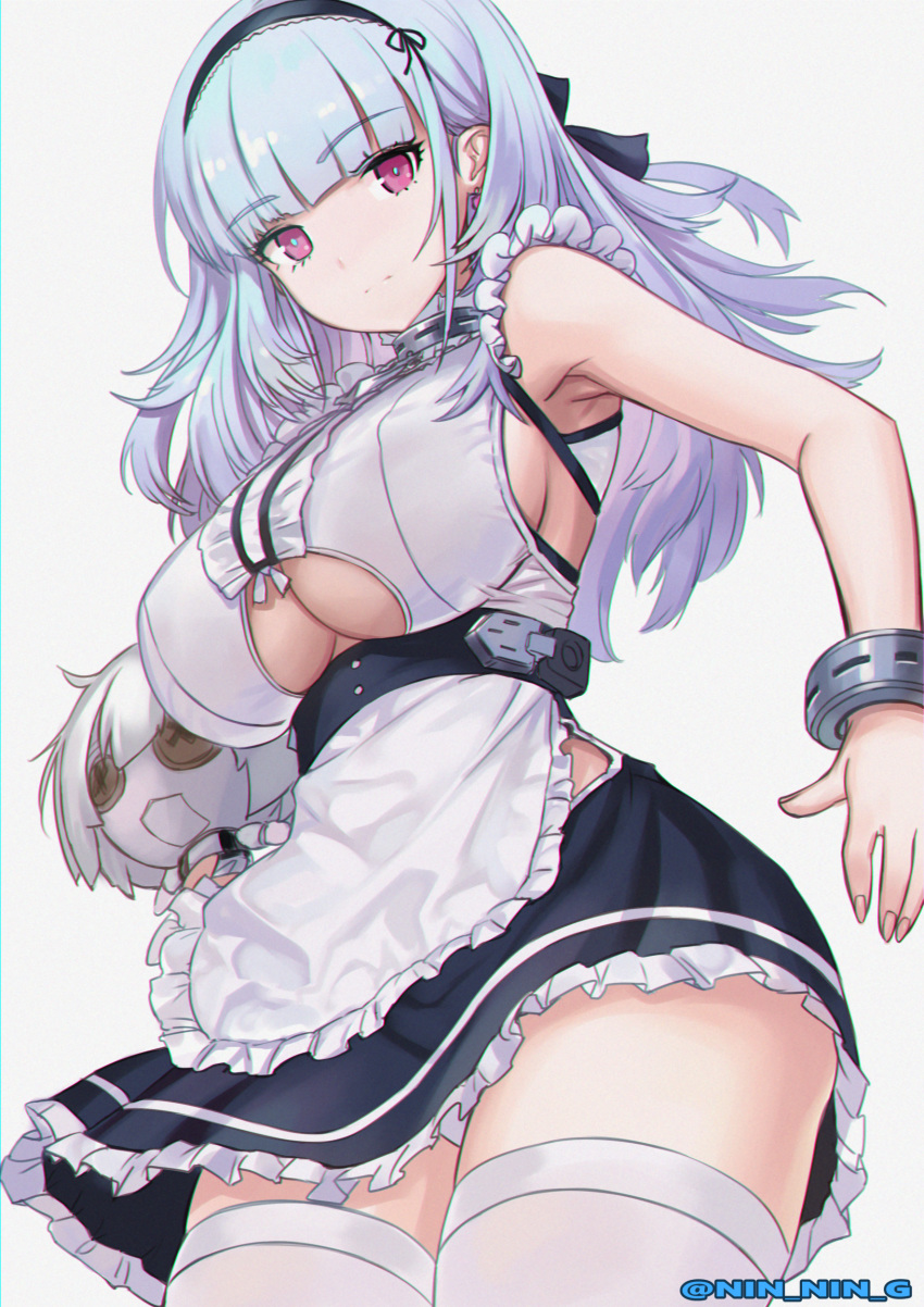 1girl, absurdres, anchor_choker, anchor_necklace, apron, armpits, azur_lane, bangs