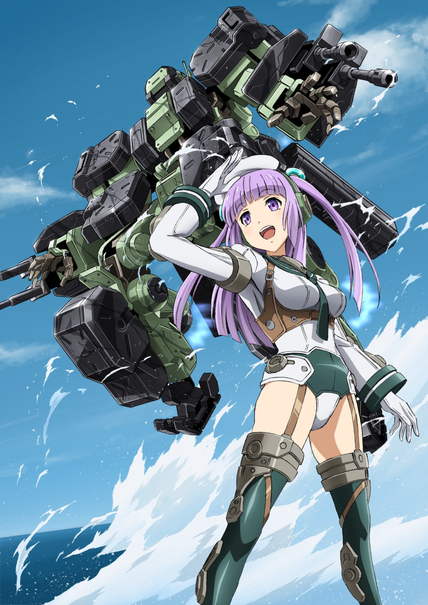 1girl, bangs, boots, breasts, frame_arms_girl, greifen, highres, kumichou_(ef65-1118-ef81-95)