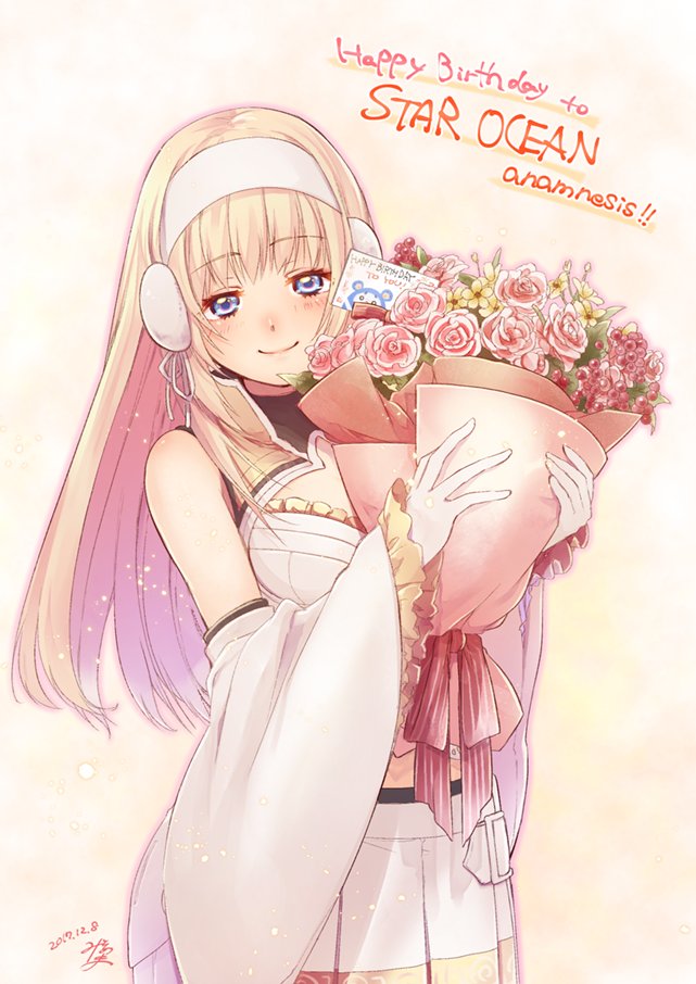 1girl, blonde_hair, blue_eyes, blush, breasts, closed_mouth, commentary_request, earmuffs