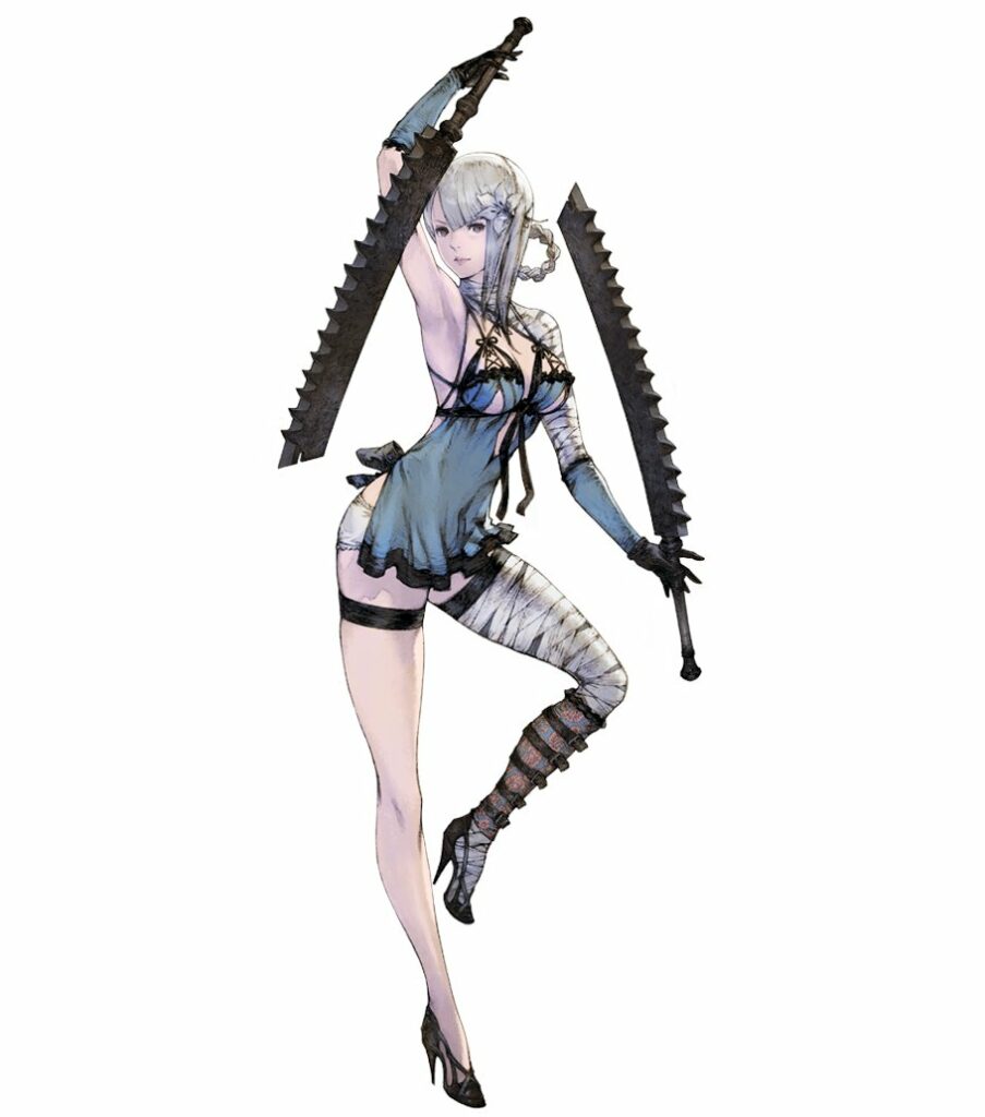 1girl, bandaged_arm, bandaged_leg, bandages, flower, full_body, hair_flower, hair_ornament