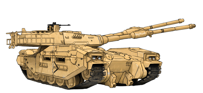 caterpillar_tracks, commentary_request, earth_federation, emblem, ground_vehicle, gun, gundam, hat