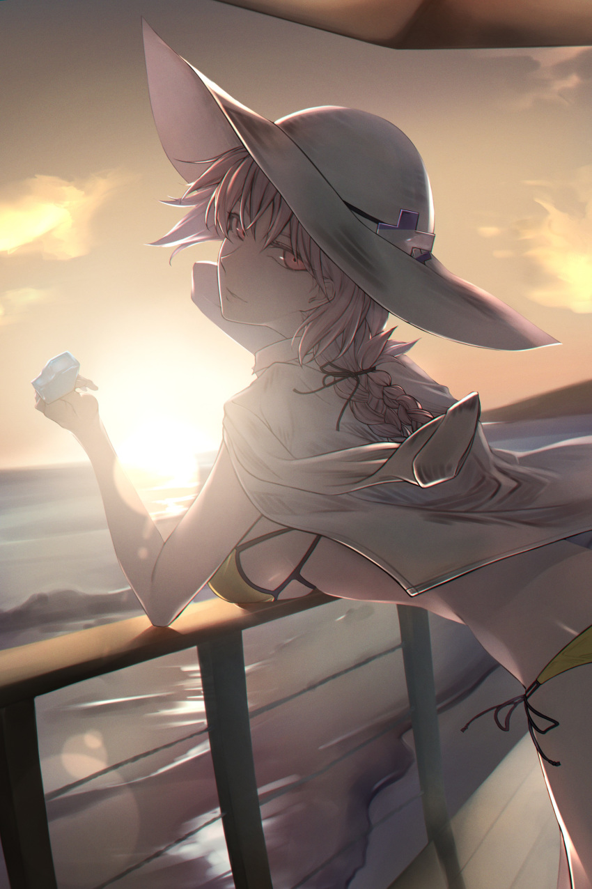 absurdres, backlighting, bangs, bikini, braid, braided_ponytail, breasts, chaldea_lifesavers