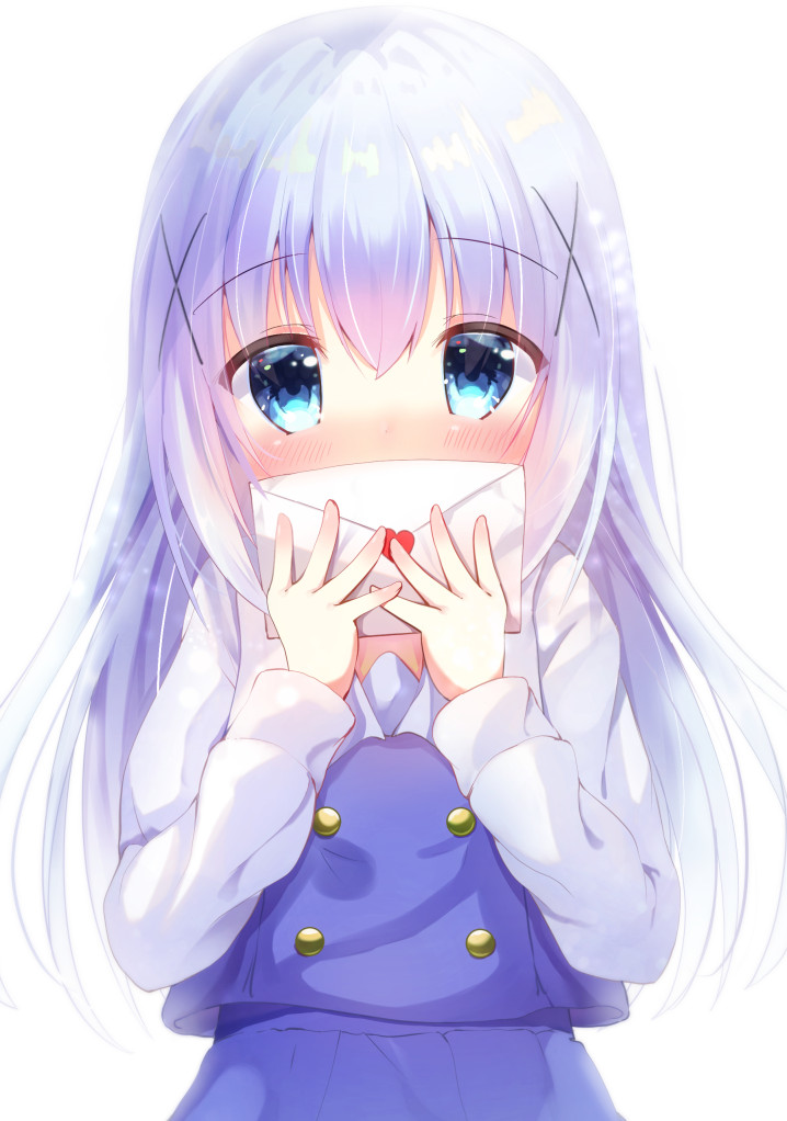 1girl, bangs, blue_dress, blue_eyes, blue_hair, blue_skirt, blush, covering_mouth