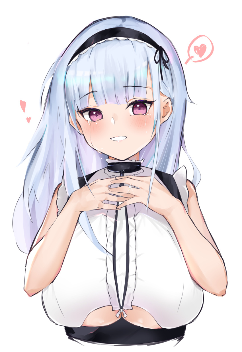 1girl, absurdres, azur_lane, bangs, bare_shoulders, black_hairband, blush, breasts