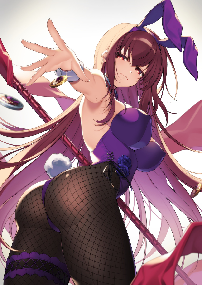 1girl, absurdres, animal_ears, ass, bodysuit, bunny_girl, bunnysuit, citron_82