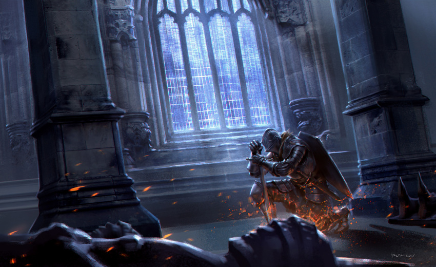 1other, armor, artist_name, ashen_one_(dark_souls_3), breastplate, chinese_commentary, commentary_request, dark_souls_iii